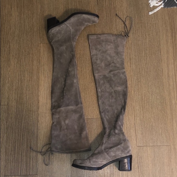 gray suede Stuart Weitzman over the knee boots